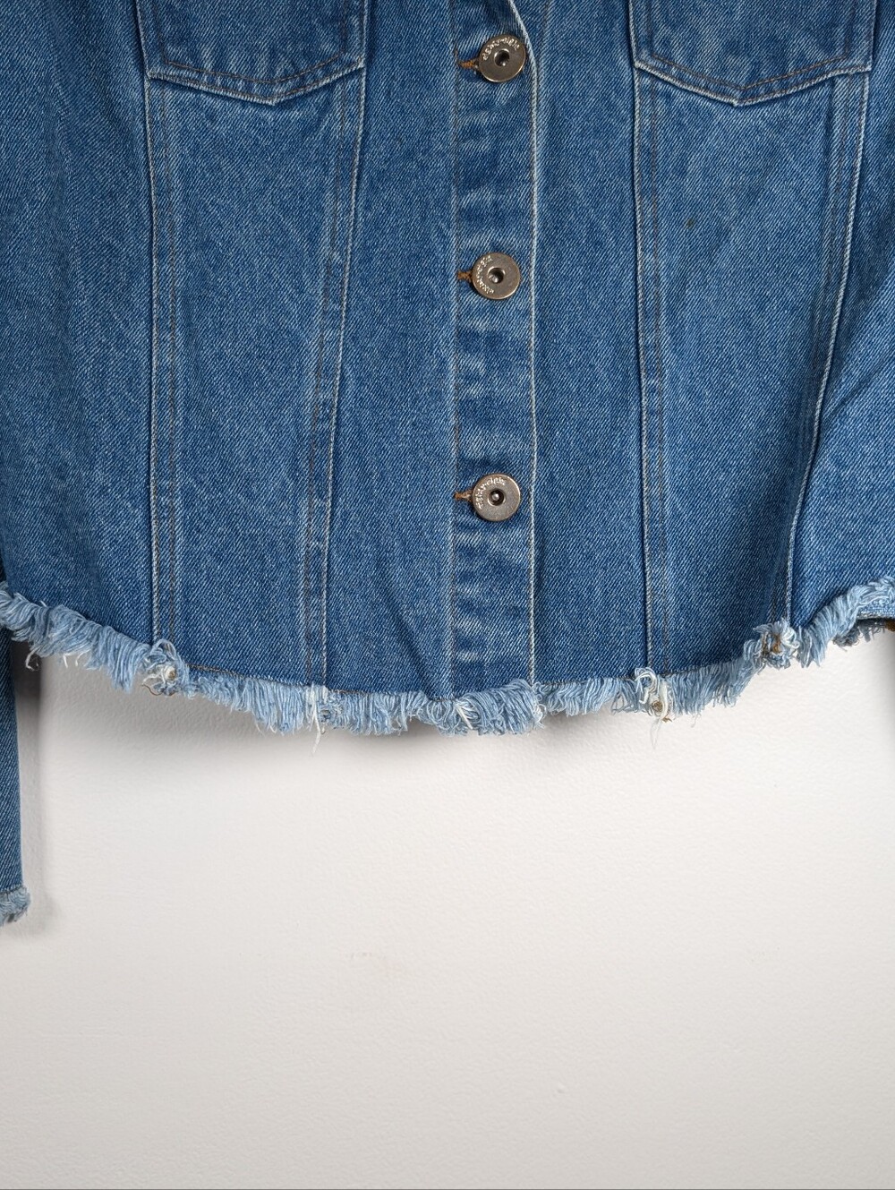 Eighty Eight Blue Denim Jacket with Contrast Stitching **Missing Button** - Picture 2 of 6